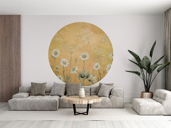FUGU Kruhová tapeta Žluté kopretiny – Dazzling Daisies Yellow Rozměr: kruh 40 cm