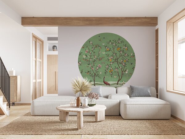 FUGU Kruhová tapeta Citronovník chinoiserie – Lemon Tree Chinoiserie Green Rozměr: kruh 40 cm