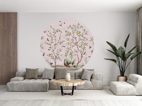 FUGU Samolepící kruh Citronovník chinoiserie růžová – Lemon Tree Chinoiserie Pink Rozměr: kruh 40 cm