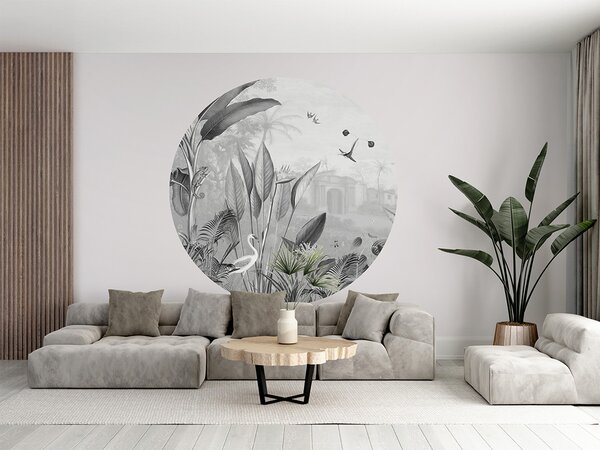 FUGU Samolepící kruh Černobílá botanika – Botanical Beauty B&W Rozměr: kruh 40 cm