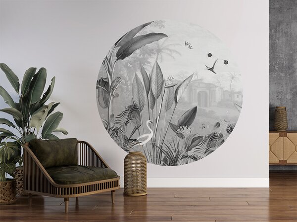 FUGU Samolepící kruh Černobílá botanika – Botanical Beauty B&W Rozměr: kruh 40 cm