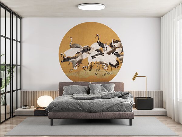 FUGU Kruhová tapeta Tančící jeřábi – Crane Birds Rozměr: kruh 40 cm