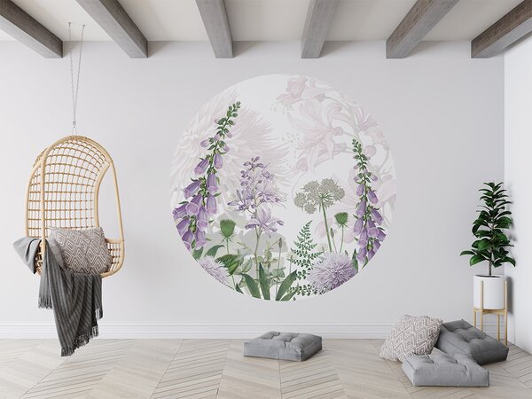 FUGU Kruhová tapeta Kvetoucí louka – Foxglove Flowers Rozměr: kruh 40 cm
