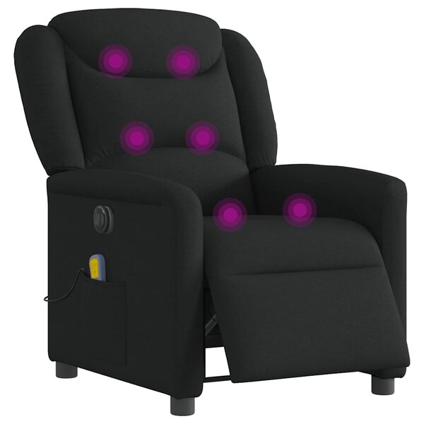 Elektrické masážní polohovací křeslo černé textil 3303186