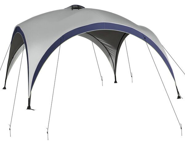 Altán Outsunny pro zahradu, zahradní stan, párty stan, sluneční ochrana, weatherproof kovový rám + polyester, krémově bílá + modrá, 4 x 4 x 2,5 m | Ao
