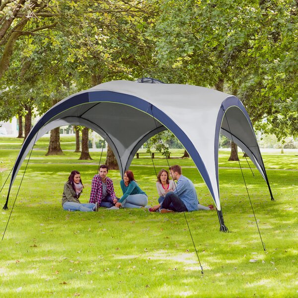 Altán Outsunny pro zahradu, zahradní stan, párty stan, sluneční ochrana, weatherproof kovový rám + polyester, krémově bílá + modrá, 4 x 4 x 2,5 m | Ao
