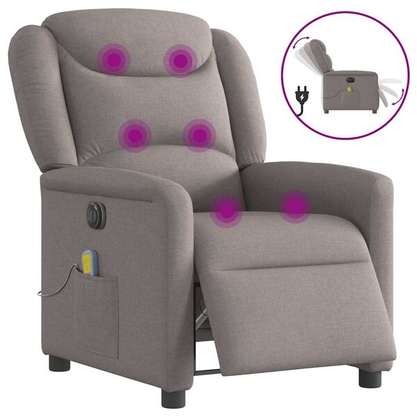 Elektrické masážní polohovací křeslo taupe textil 3303191