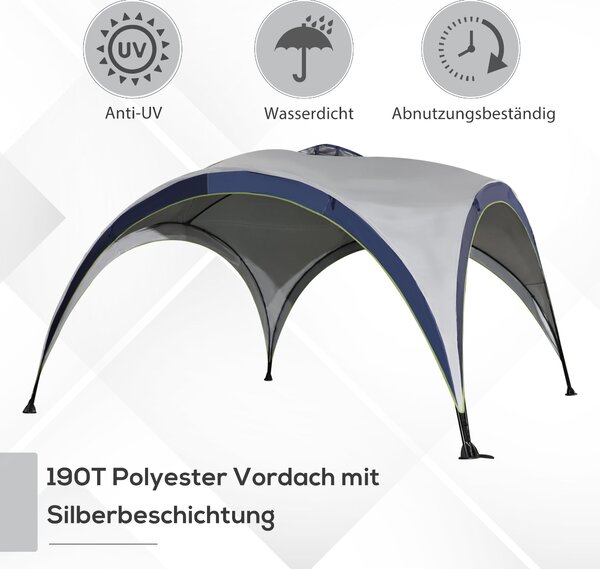 Altán Outsunny pro zahradu, zahradní stan, párty stan, sluneční ochrana, weatherproof kovový rám + polyester, krémově bílá + modrá, 4 x 4 x 2,5 m | Ao