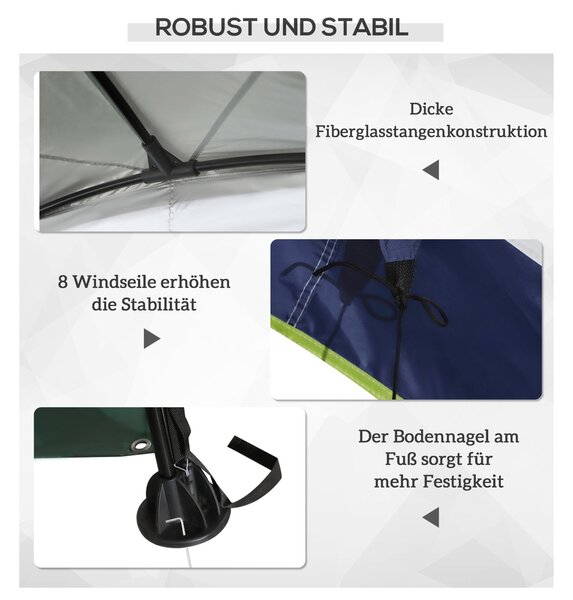 Altán Outsunny pro zahradu, zahradní stan, párty stan, sluneční ochrana, weatherproof kovový rám + polyester, krémově bílá + modrá, 4 x 4 x 2,5 m | Ao