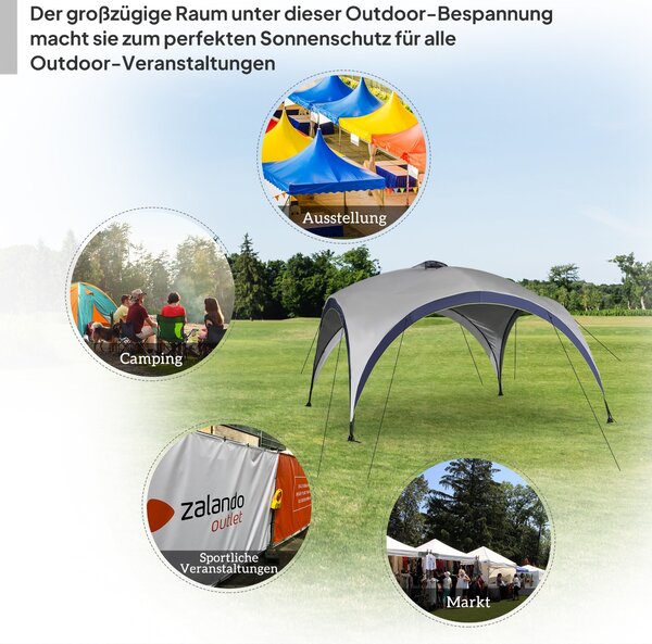 Altán Outsunny pro zahradu, zahradní stan, párty stan, sluneční ochrana, weatherproof kovový rám + polyester, krémově bílá + modrá, 4 x 4 x 2,5 m | Ao