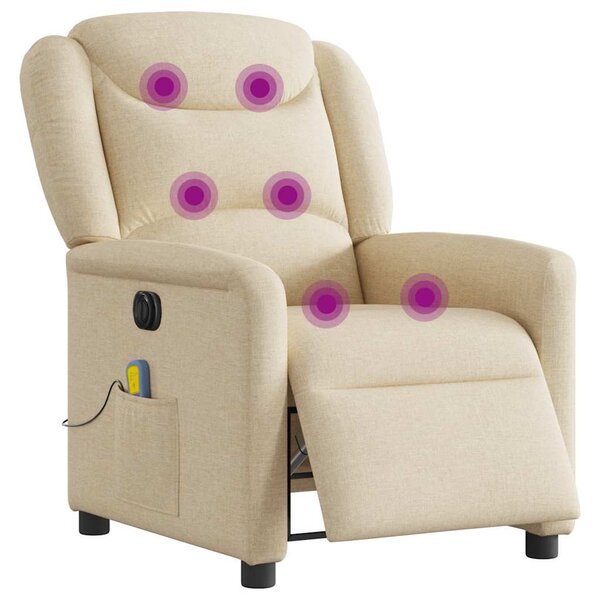 Elektrické masážní polohovací křeslo krémové textil 3303192