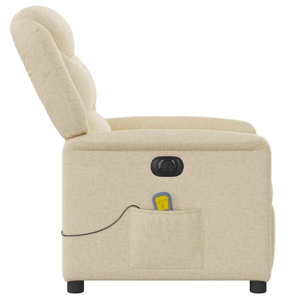 Elektrické masážní polohovací křeslo krémové textil 3303192
