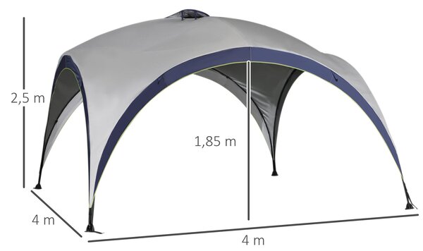 Altán Outsunny pro zahradu, zahradní stan, párty stan, sluneční ochrana, weatherproof kovový rám + polyester, krémově bílá + modrá, 4 x 4 x 2,5 m | Ao