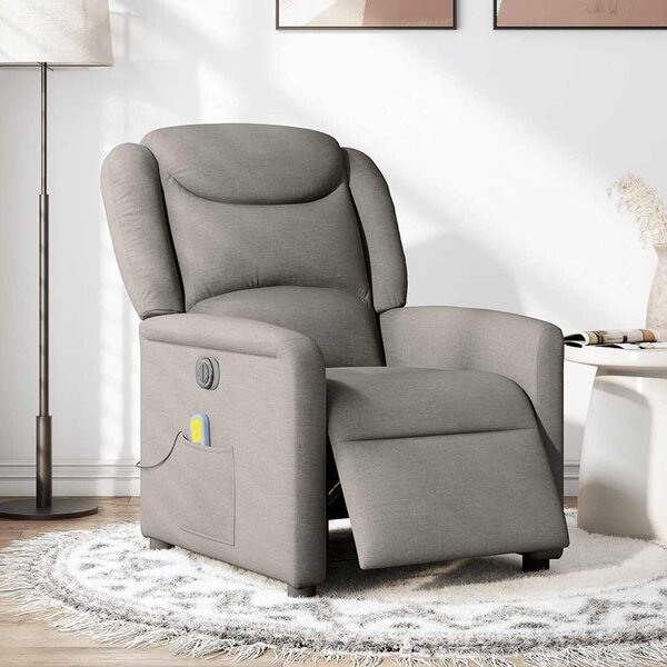 Elektrické masážní polohovací křeslo taupe textil 3303191