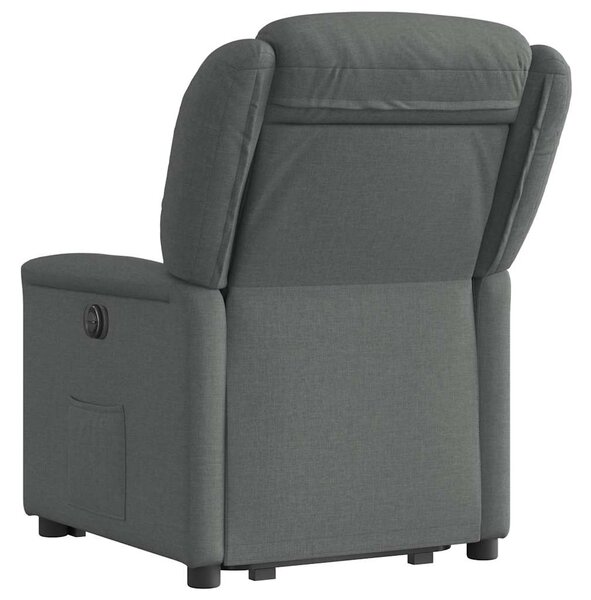 Zvedací polohovací křeslo tmavě šedé textil 3303195