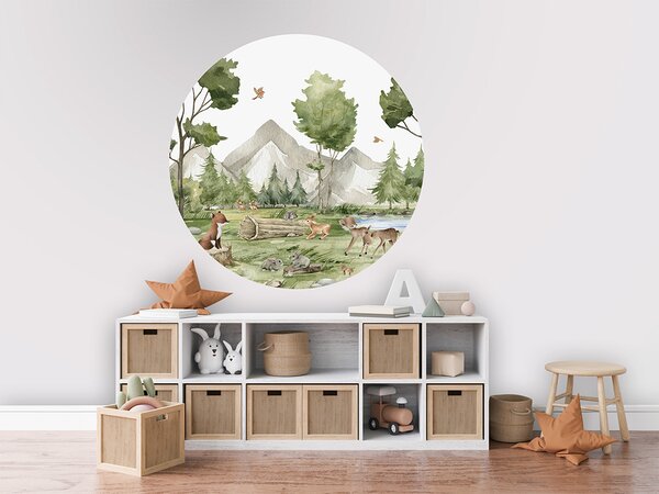 FUGU Kruhová tapeta Lesní dobrodružství – Forest Joy Rozměr: kruh 40 cm