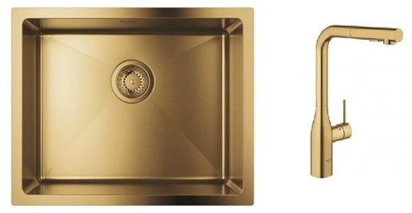 Sada ocelový dřez Grohe K700 31574GN1, kuchyňská baterie Grohe Essence 30270GN0