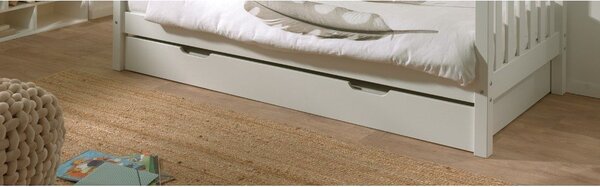 Bílá dětská postel z borovicového dřeva s výsuvným lůžkem s roštem 90x200 cm Margrit – Vipack