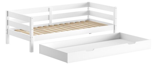Bílá dětská postel z borovicového dřeva s výsuvným lůžkem s roštem 90x200 cm Margrit – Vipack
