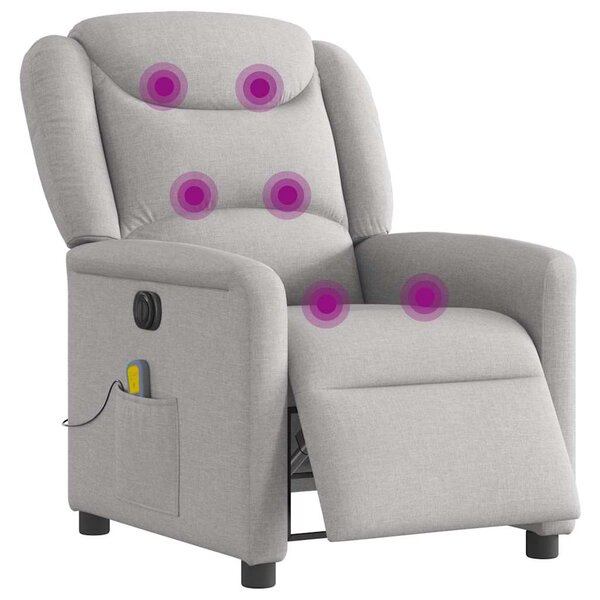 Elektrické masážní polohovací křeslo obláčkově šedé textil 3303193