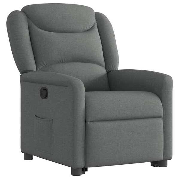 Zvedací polohovací křeslo tmavě šedé textil 3303195