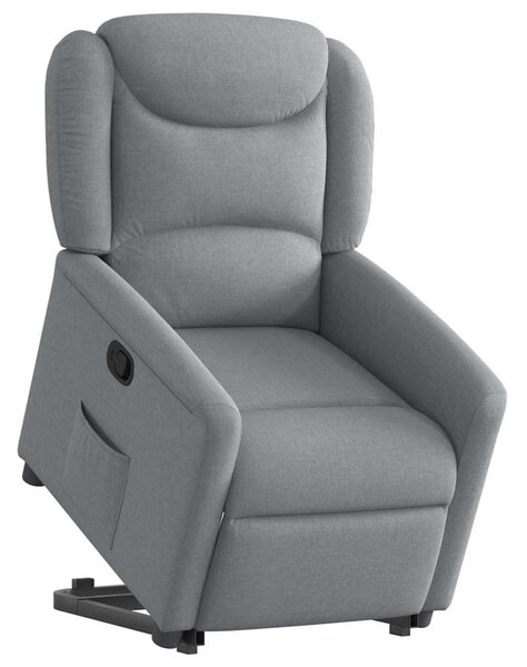 Zvedací polohovací křeslo světle šedé textil 3303194