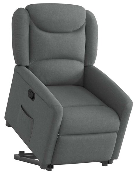 Zvedací polohovací křeslo tmavě šedé textil 3303195