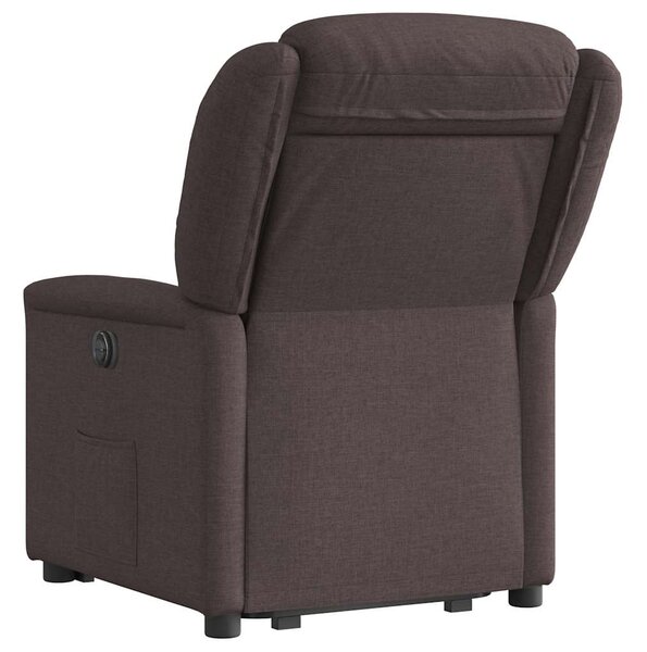 Zvedací polohovací křeslo tmavě hnědé textil 3303199