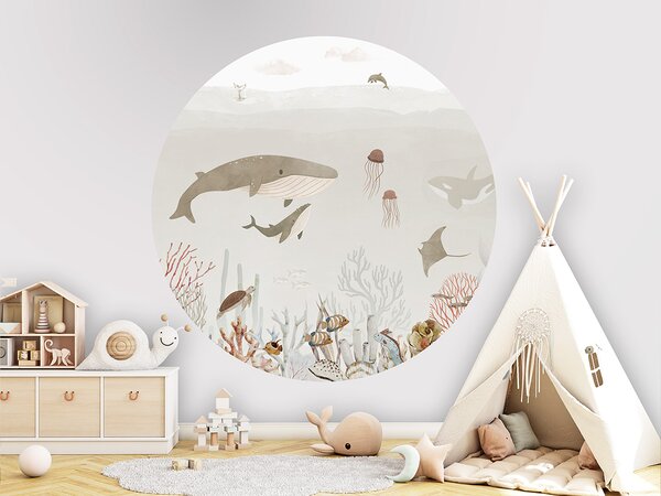 FUGU Samolepicí kruh Klid oceánu – Sensational Sea Brown Rozměr: kruh 40 cm