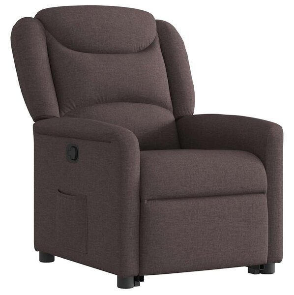 Zvedací polohovací křeslo tmavě hnědé textil 3303199