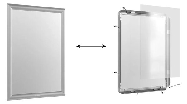 Plakátový rám A3 – Uzamykatelný stříbrný Klip rám FRAME_A3S