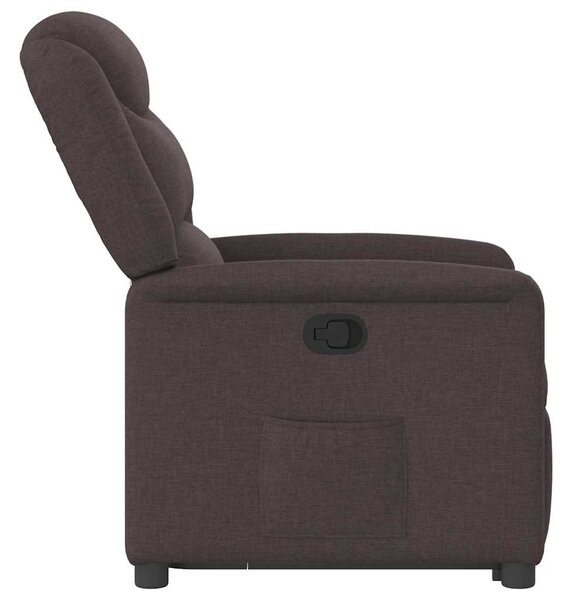 Zvedací polohovací křeslo tmavě hnědé textil 3303199