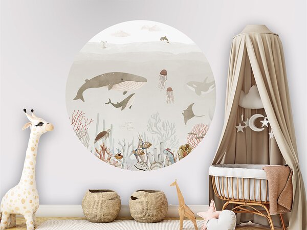 FUGU Samolepicí kruh Klid oceánu – Sensational Sea Brown Rozměr: kruh 40 cm