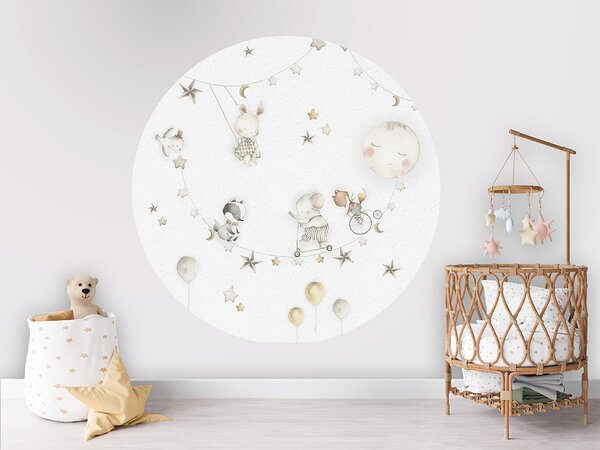 FUGU Samolepicí kruh Noční snění se zvířátky – Sleeping Moon Rozměr: kruh 40 cm