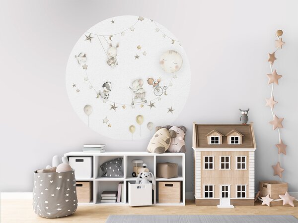 FUGU Samolepicí kruh Noční snění se zvířátky – Sleeping Moon Rozměr: kruh 40 cm