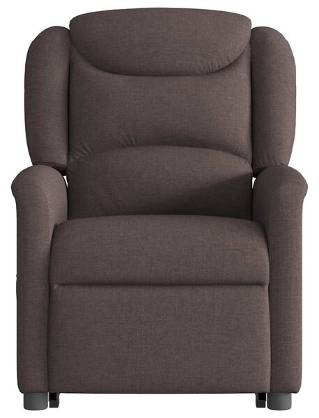 Zvedací polohovací křeslo tmavě hnědé textil 3303199