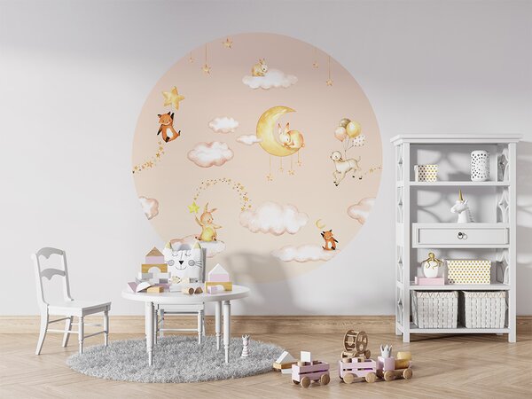 FUGU Samolepicí kruh Snový svět zvířátek – Sweet Dreams Pink Rozměr: kruh 90 cm
