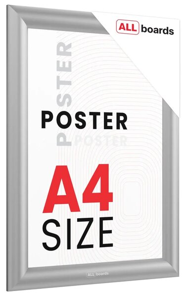 Plakátový rám A4 – Uzamykatelný stříbrný Klip rám FRAME_A4S