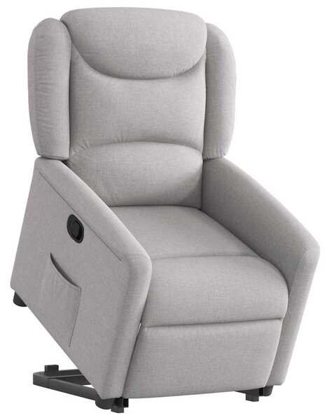 Zvedací polohovací křeslo obláčkově šedé textil 3303203