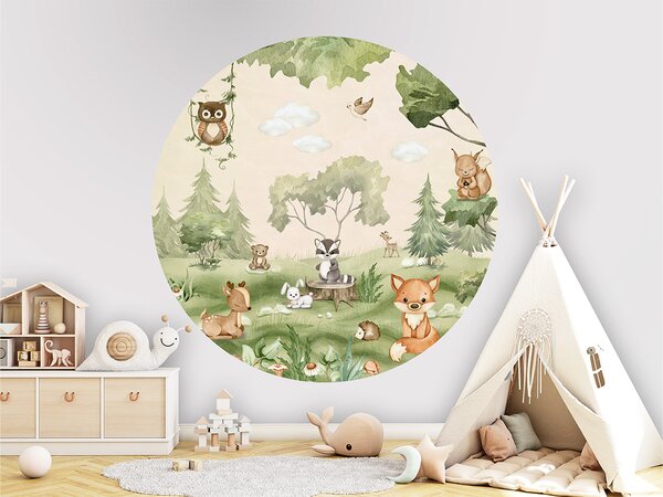 FUGU Kruhová dekorace Lesní zvířátka v přírodě – Woodland Joy Rozměr: kruh 40 cm