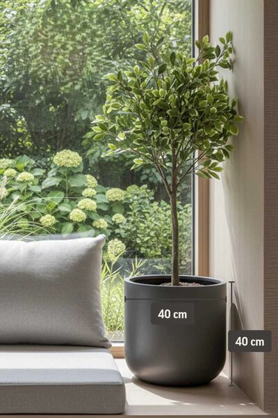 Květináč CHICO, sklolaminát, průměr 40 cm, beton design šedý