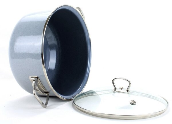 BELIS Smaltovaný hrnec se skleněnou poklicí ø 16 cm - 1.5 l - PREMIUM šedý - 71916-053000N3