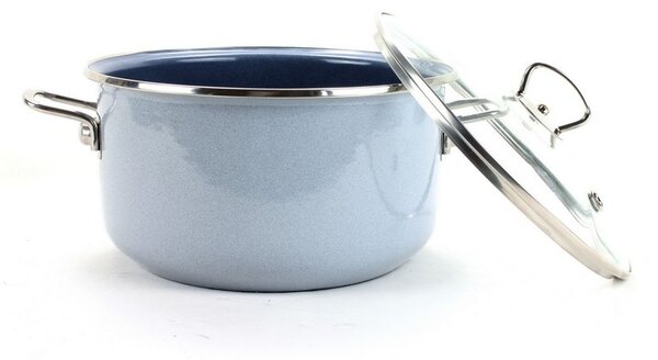 BELIS Smaltovaný hrnec se skleněnou poklicí ø 16 cm - 1.5 l - PREMIUM šedý - 71916-053000N3