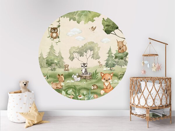 FUGU Kruhová dekorace Lesní zvířátka v přírodě – Woodland Joy Rozměr: kruh 40 cm