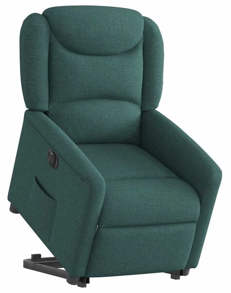 Elektrické zvedací polohovací křeslo tmavě zelené textil 3303220