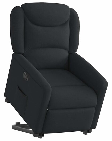 Elektrické zvedací polohovací křeslo černé textil 3303216