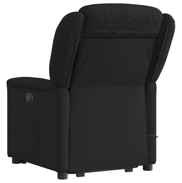 Elektrické zvedací masážní polohovací křeslo černé textil 3303226