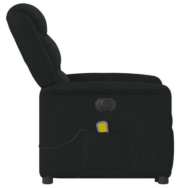Elektrické zvedací masážní polohovací křeslo černé textil 3303226
