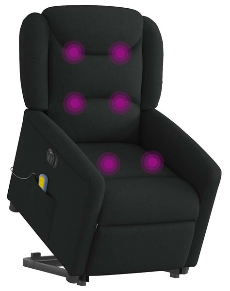 Elektrické zvedací masážní polohovací křeslo černé textil 3303226