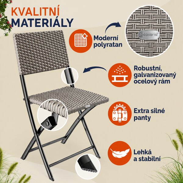 Deuba Ratanový balkonový set - krémový